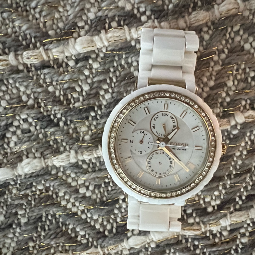 White fossil watch